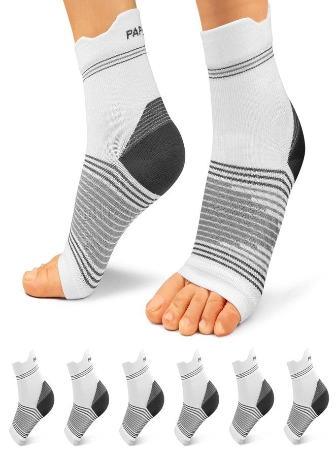 PAPLUS Plantar Fasciitis Sock (6 Pairs) for Men and Women, Compression Foot Sleeves with Arch and Ankle Support (White, Small) - Image 1